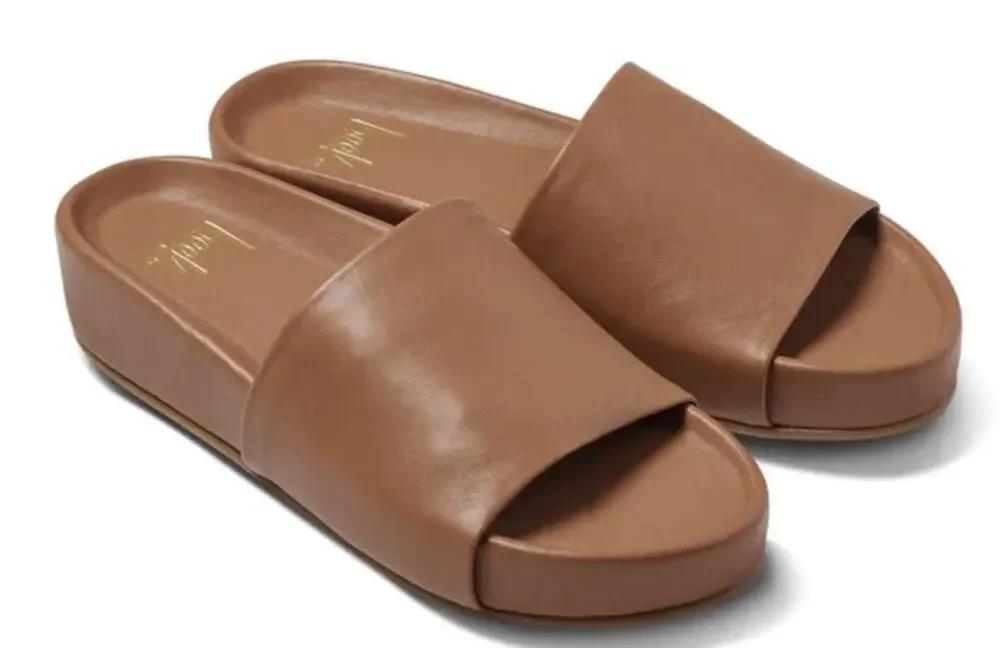 🆕Beek Pelican Tan Leather Platform Slide Sandal